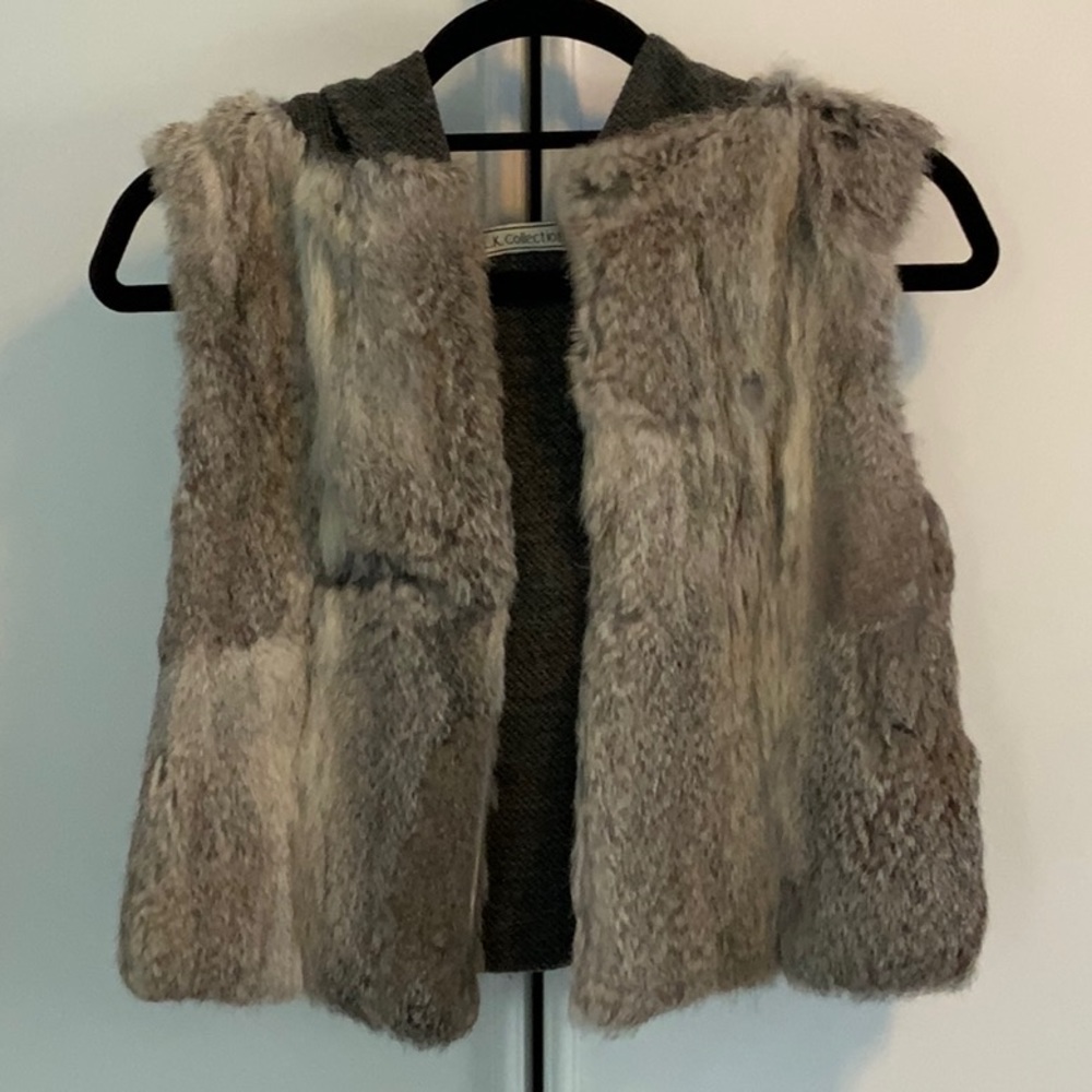 L.K. Collection Fur Vest with Hood